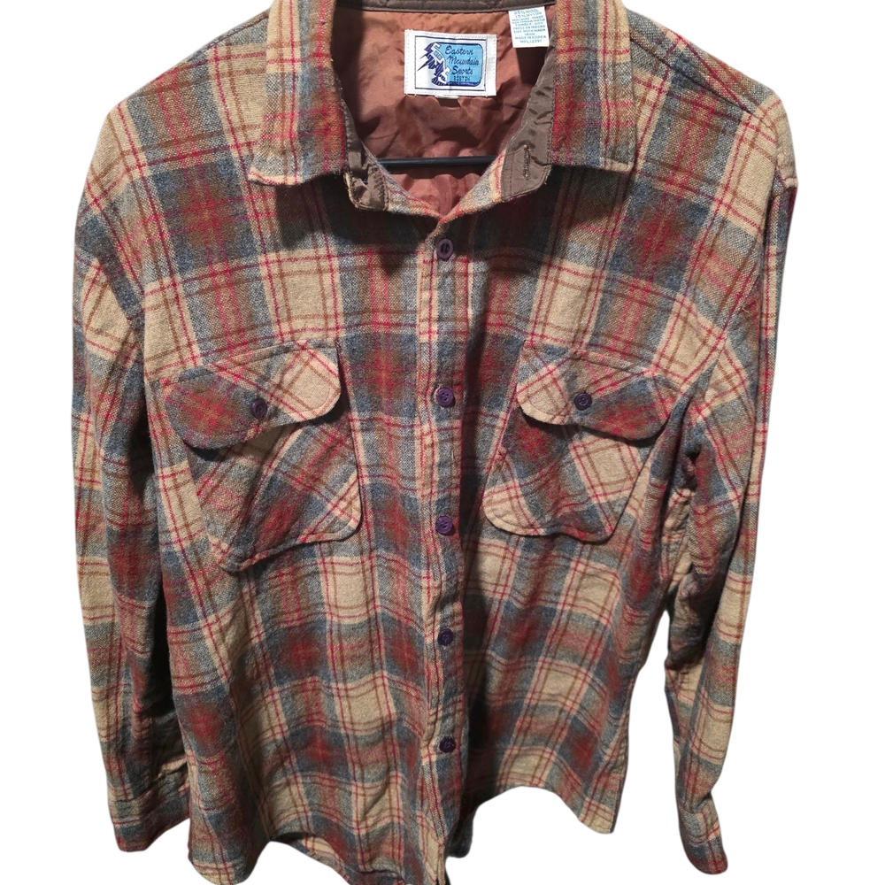 Eastern Mountain Sports Plaid Wool Blend Jacket in Brown, Red, Cream